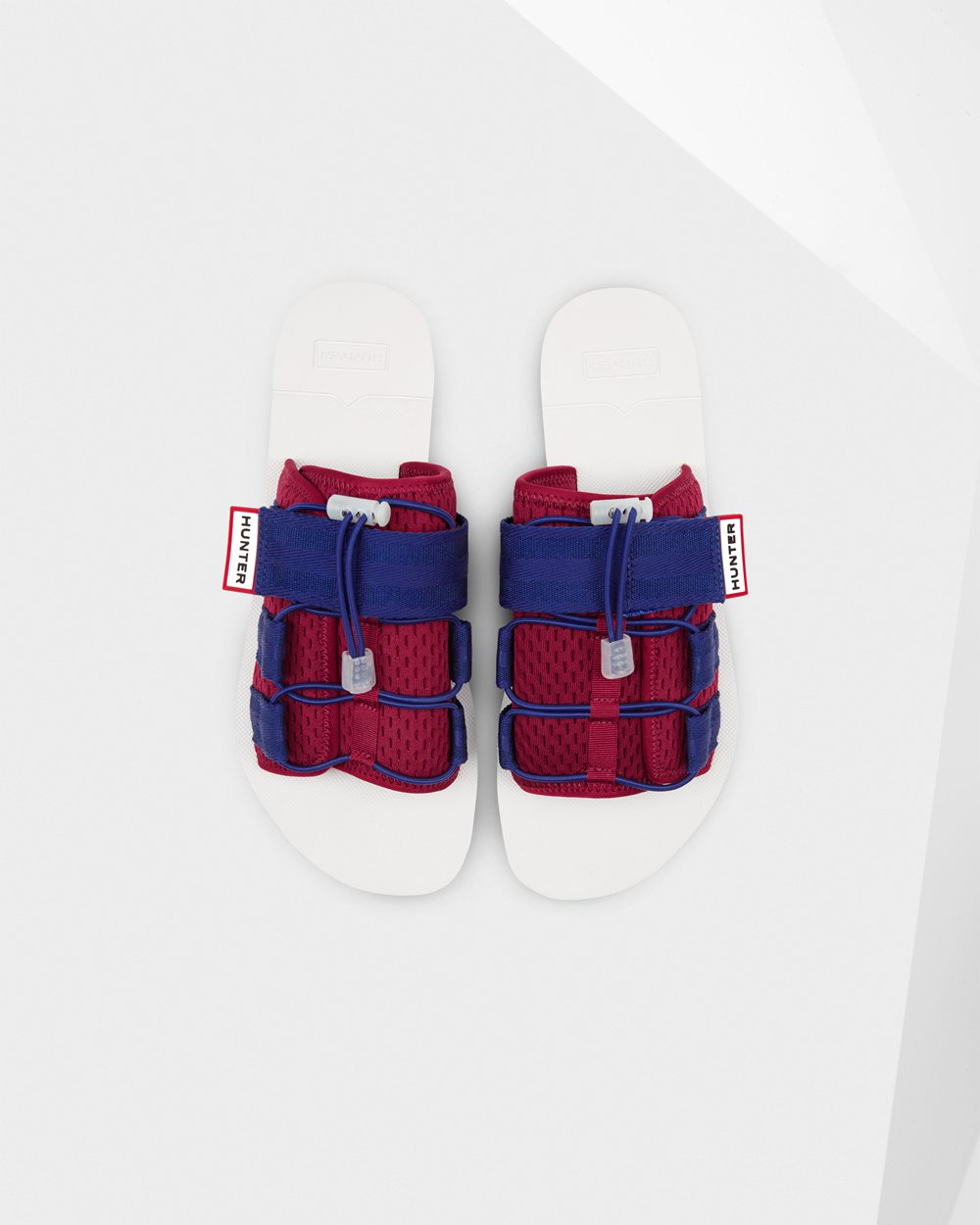 Hunter Original Beach Slides - Sale Online Mens White/Red/Blue - VQKSAO495